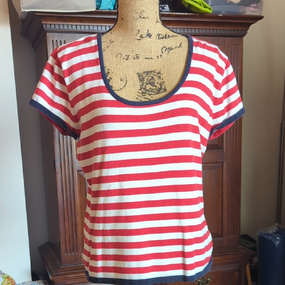 Tommy Hilfiger Red and White Striped Tee